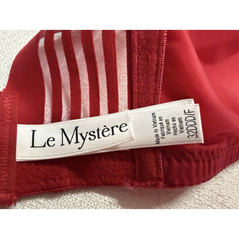 Le Mystere 32DDD Red Underwire Bra Lightly Lined Adjustable Straps - Picture 7 of 7